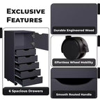 Meuble de rangement à 6 tiroirs pour loisirs créatifs et bureau Home Imports Emporium, organiseur roulant pour dossiers, fournitures d'art et organisation des petits espaces