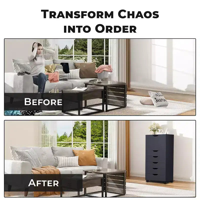 Meuble de rangement à 6 tiroirs pour loisirs créatifs et bureau Home Imports Emporium, organiseur roulant pour dossiers, fournitures d'art et organisation des petits espaces