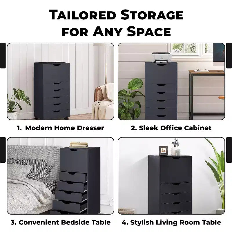 Meuble de rangement à 6 tiroirs pour loisirs créatifs et bureau Home Imports Emporium, organiseur roulant pour dossiers, fournitures d'art et organisation des petits espaces