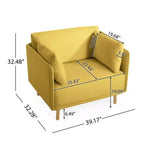 Fauteuil d'appoint rembourré 39 : Coussins moelleux, accoudoirs élégants, pieds en bois - Confortable pour le salon, la chambre, le bureau