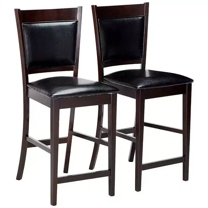 Simple Relax Set of 2 Counter Height Chairs in Black and Espresso