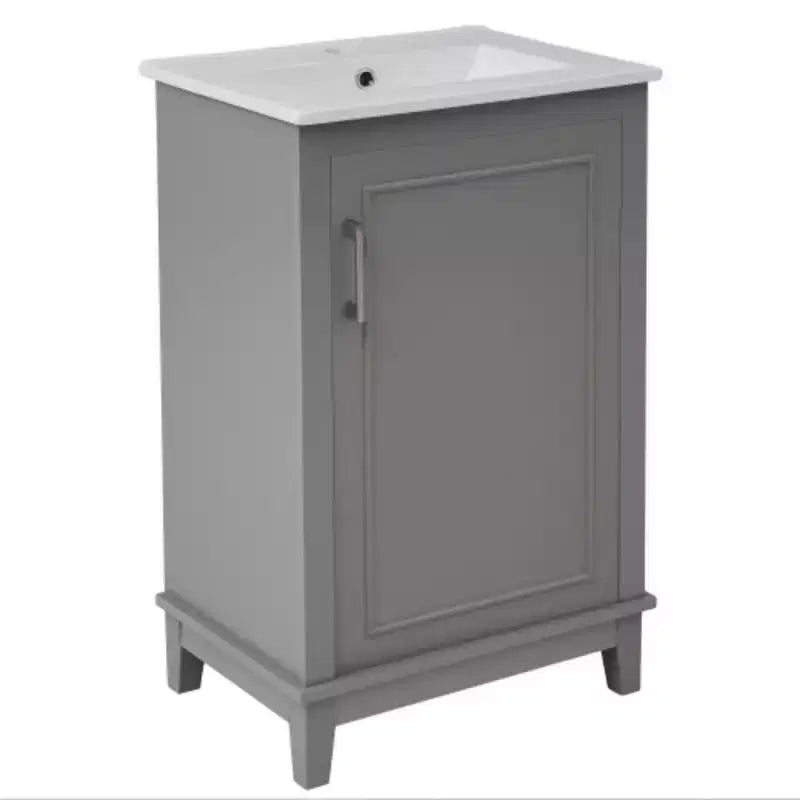 Meuble de rangement de salle de bain moderne de 50 cm, coiffeuse avec lavabo en céramique, grand espace de rangement