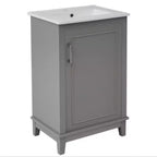 Meuble de rangement de salle de bain moderne de 50 cm, coiffeuse avec lavabo en céramique, grand espace de rangement