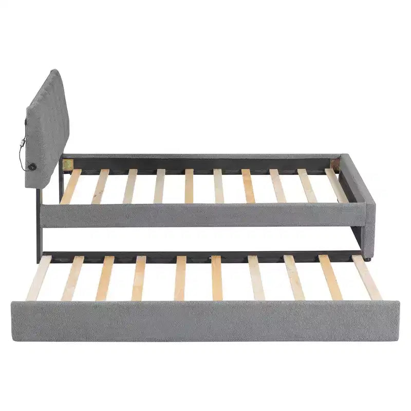 Lit plateforme capitonné jumeau avec lit gigogne escamotable – Conception peu encombrante