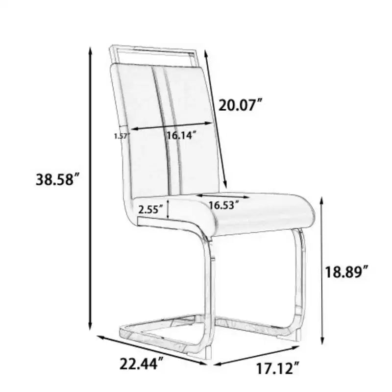 Lot de 4 Chaises de Salle à Manger Modernes à Dossier Haut en Similicuir avec Pieds en Métal