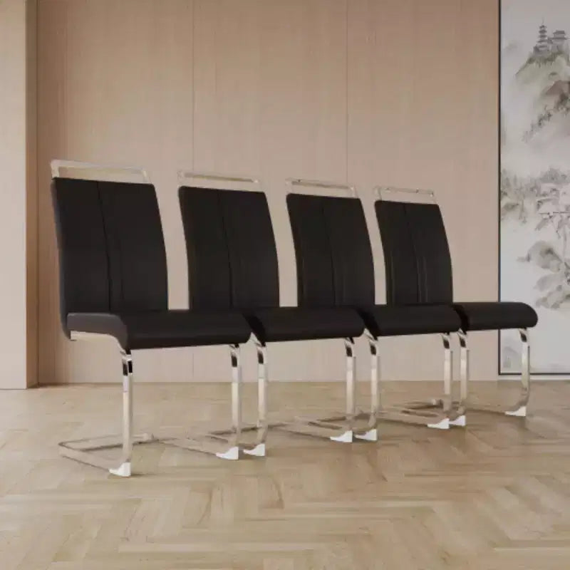 Lot de 4 Chaises de Salle à Manger Modernes à Dossier Haut en Similicuir avec Pieds en Métal