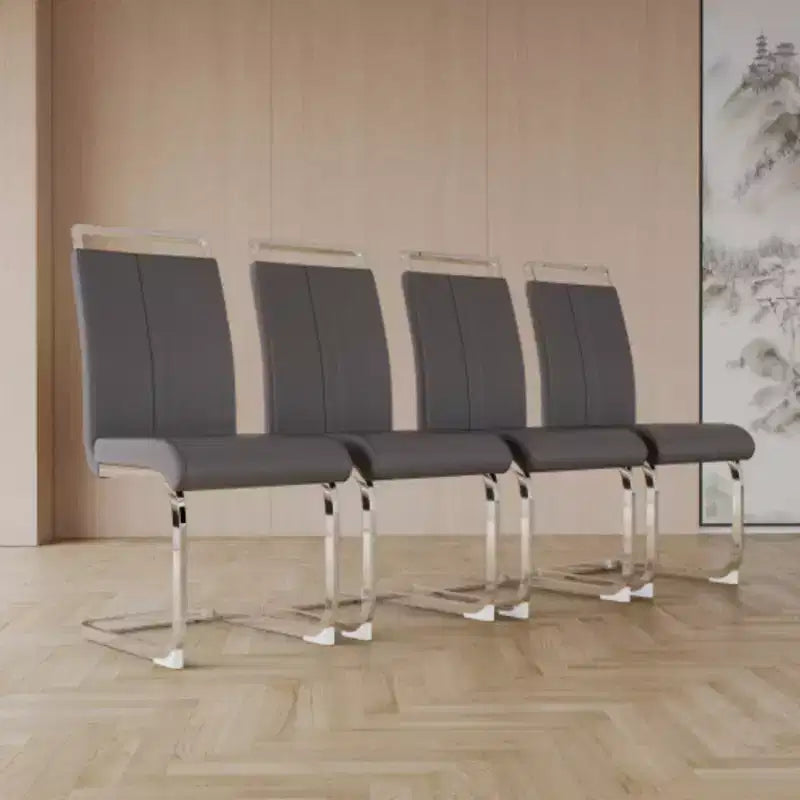 Lot de 4 Chaises de Salle à Manger Modernes à Dossier Haut en Similicuir avec Pieds en Métal
