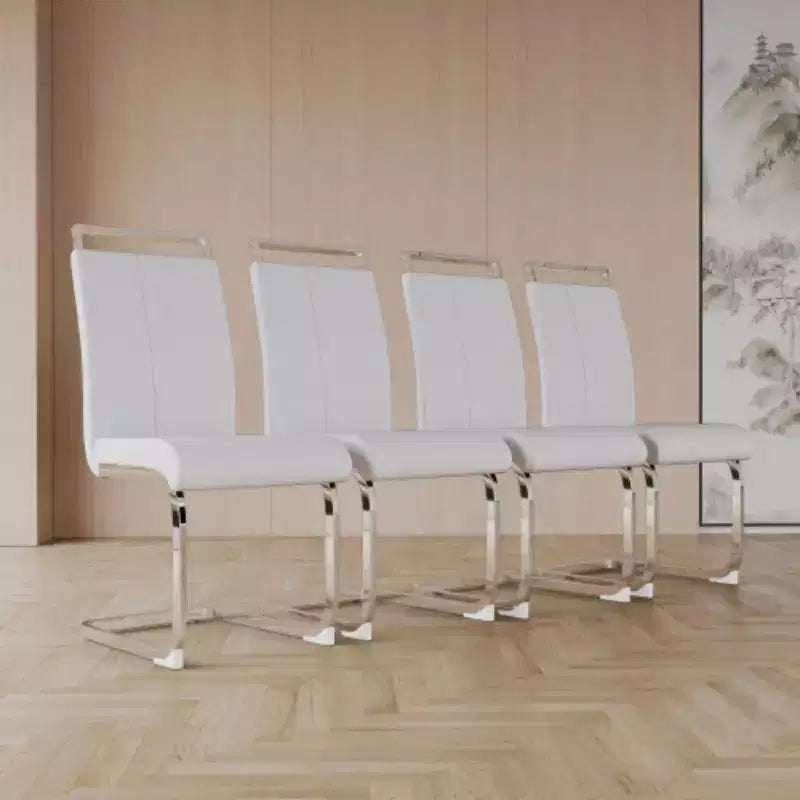 Lot de 4 Chaises de Salle à Manger Modernes à Dossier Haut en Similicuir avec Pieds en Métal