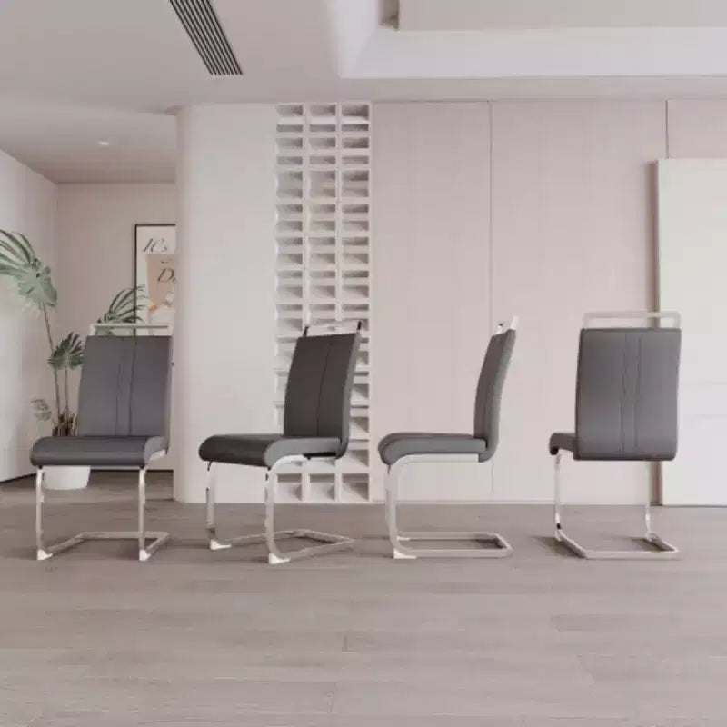 Lot de 4 Chaises de Salle à Manger Modernes à Dossier Haut en Similicuir avec Pieds en Métal
