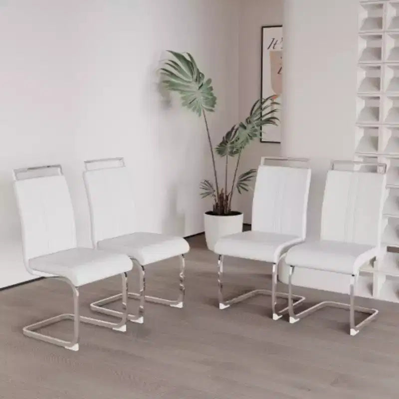 Lot de 4 Chaises de Salle à Manger Modernes à Dossier Haut en Similicuir avec Pieds en Métal