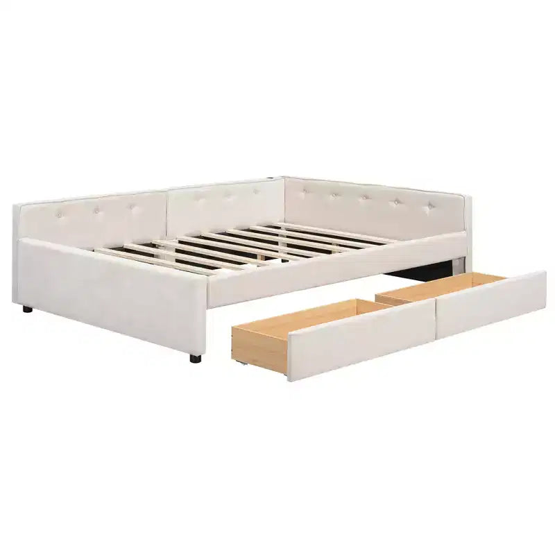 Lit plateforme rembourré Whisen au design élégant avec ports USB, grand format