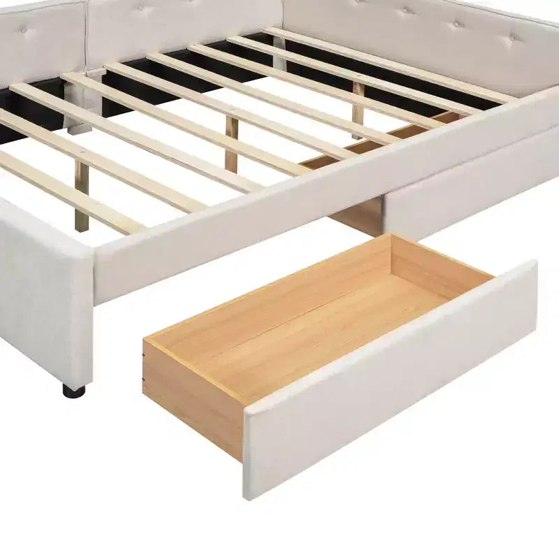 Lit plateforme rembourré Whisen au design élégant avec ports USB, grand format