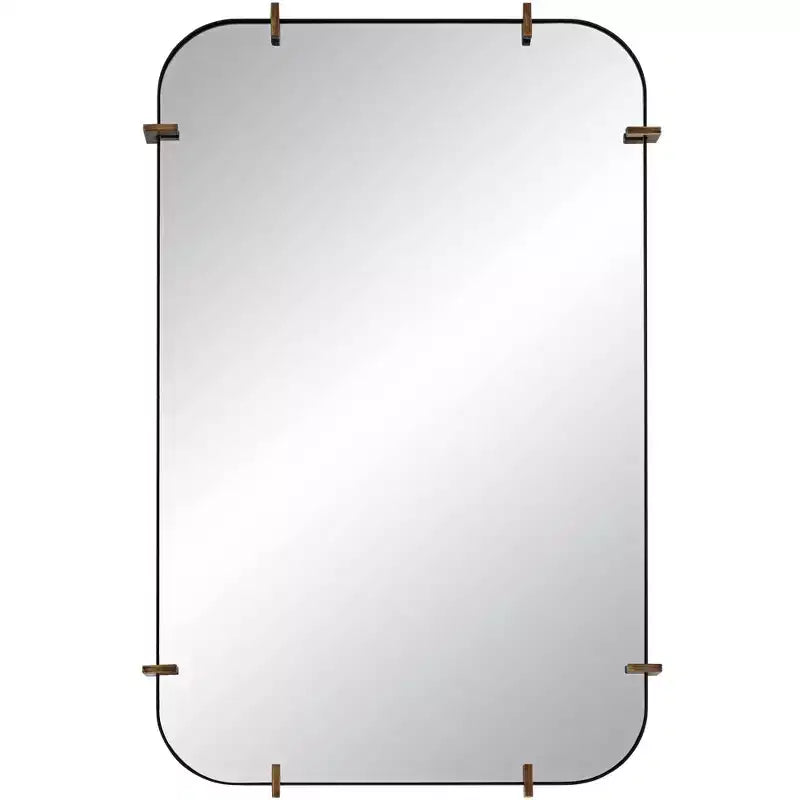 Uttermost Radius 24 x 38 Black Rounded Edge Wall Mirror