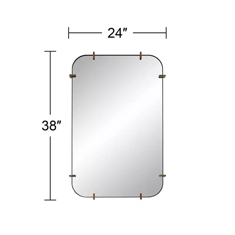 Miroir mural Uttermost Radius 24 x 38 noir à bords arrondis