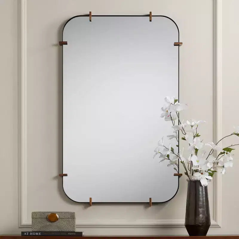 Miroir mural Uttermost Radius 24 x 38 noir à bords arrondis