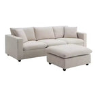 GDFStudio Bruce 101 Canapé sectionnel en forme de L en tissu avec pouf