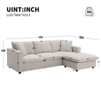 GDFStudio Bruce 101 Canapé sectionnel en forme de L en tissu avec pouf