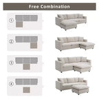 GDFStudio Bruce 101 Canapé sectionnel en forme de L en tissu avec pouf
