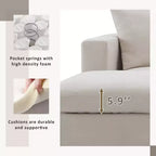 GDFStudio Bruce 101 Canapé sectionnel en forme de L en tissu avec pouf