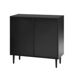 Ensemble de 2 buffets TV modernes minimalistes de 70 W avec portes géométriques et étagère réglable - ModernLuxe