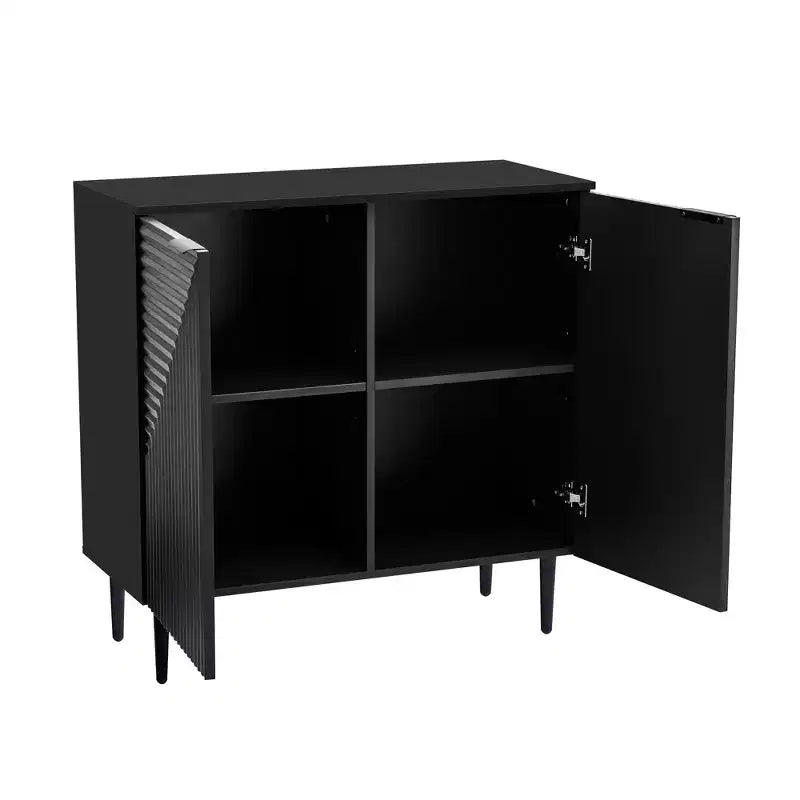Ensemble de 2 buffets TV modernes minimalistes de 70 W avec portes géométriques et étagère réglable - ModernLuxe