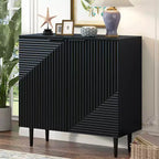 Ensemble de 2 buffets TV modernes minimalistes de 70 W avec portes géométriques et étagère réglable - ModernLuxe