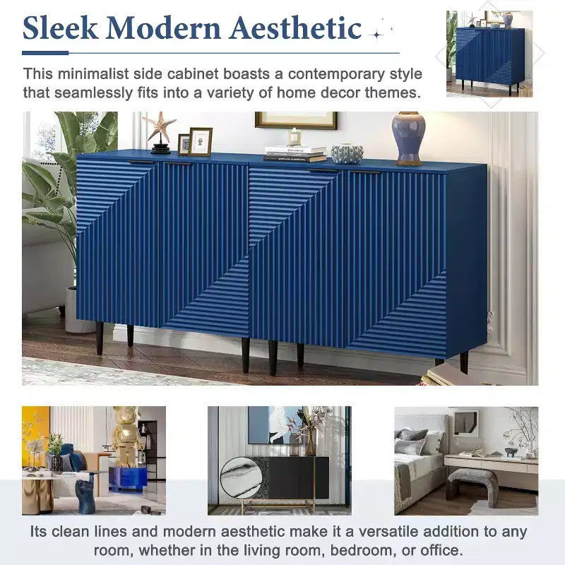 Ensemble de 2 buffets TV modernes minimalistes de 70 W avec portes géométriques et étagère réglable - ModernLuxe