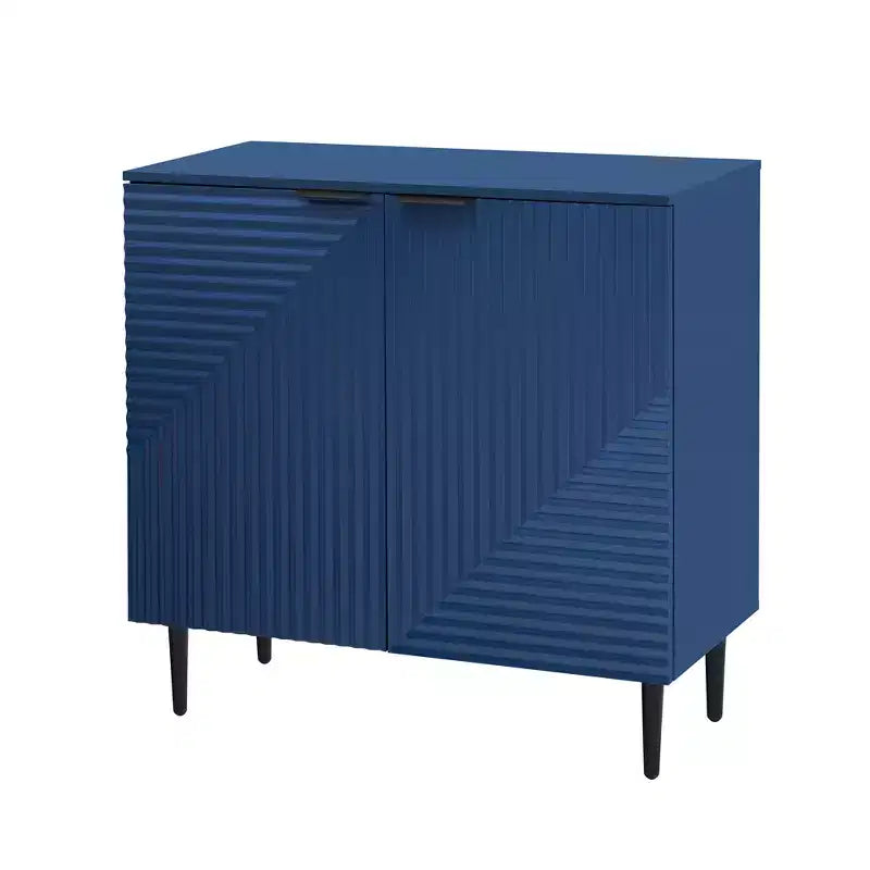Ensemble de 2 buffets TV modernes minimalistes de 70 W avec portes géométriques et étagère réglable - ModernLuxe