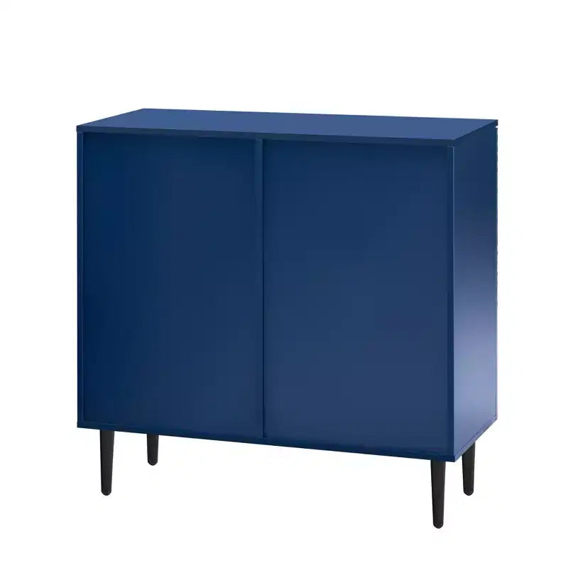 Ensemble de 2 buffets TV modernes minimalistes de 70 W avec portes géométriques et étagère réglable - ModernLuxe