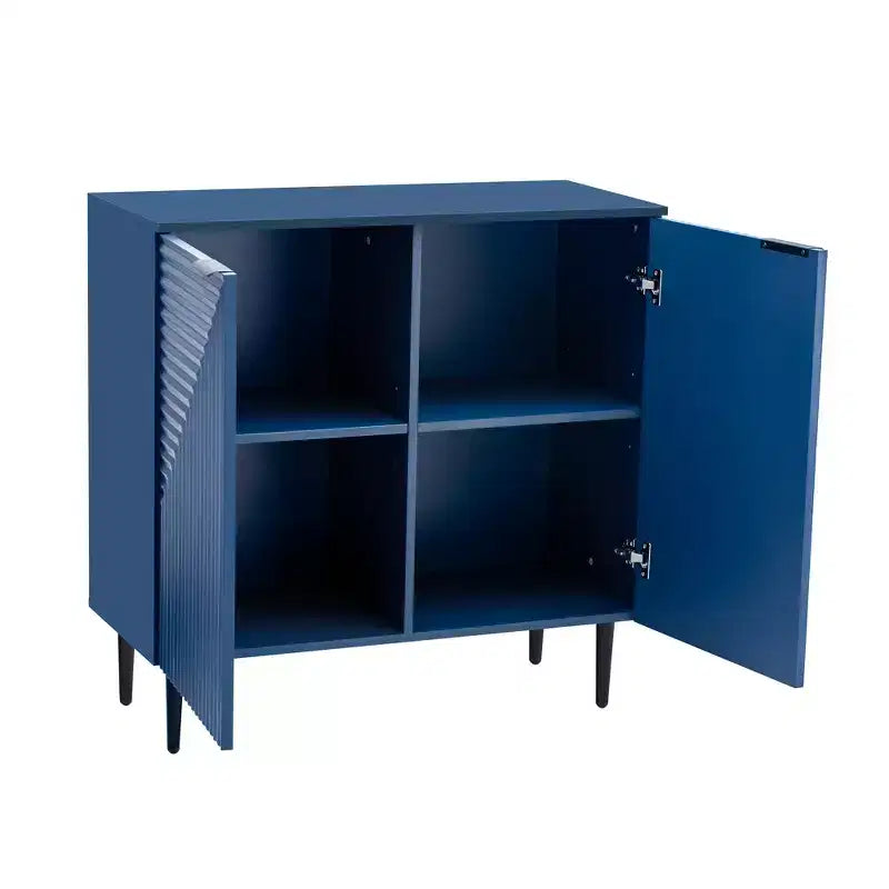 Ensemble de 2 buffets TV modernes minimalistes de 70 W avec portes géométriques et étagère réglable - ModernLuxe