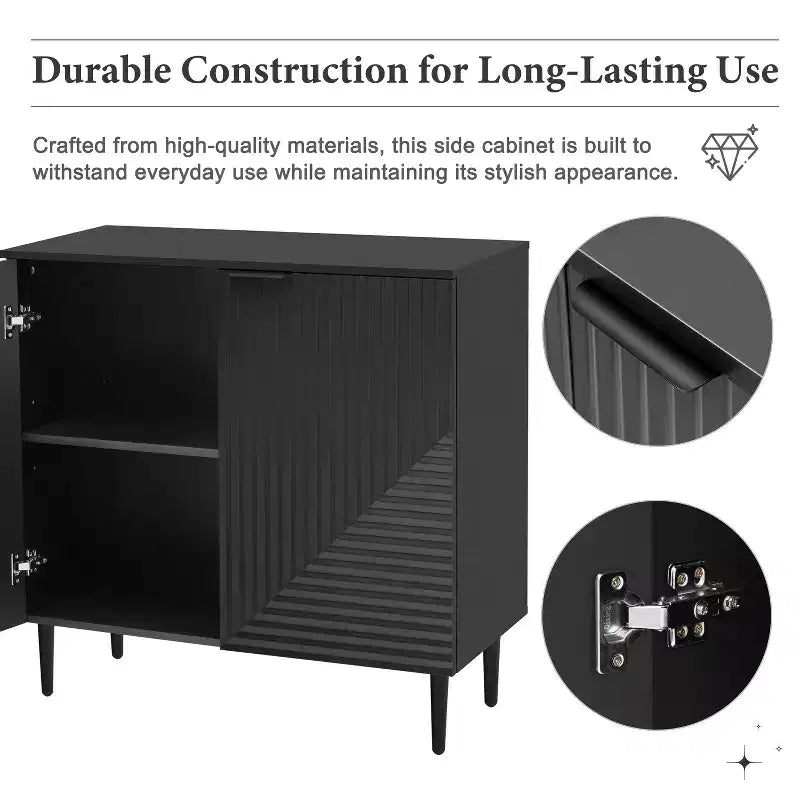 Ensemble de 2 buffets TV modernes minimalistes de 70 W avec portes géométriques et étagère réglable - ModernLuxe