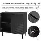 Ensemble de 2 buffets TV modernes minimalistes de 70 W avec portes géométriques et étagère réglable - ModernLuxe