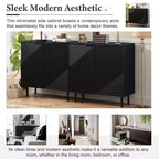 Ensemble de 2 buffets TV modernes minimalistes de 70 W avec portes géométriques et étagère réglable - ModernLuxe