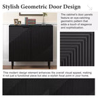 Ensemble de 2 buffets TV modernes minimalistes de 70 W avec portes géométriques et étagère réglable - ModernLuxe