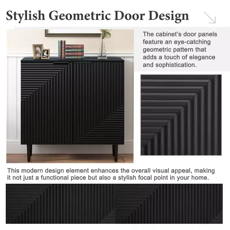 Ensemble de 2 buffets TV modernes minimalistes de 70 W avec portes géométriques et étagère réglable - ModernLuxe
