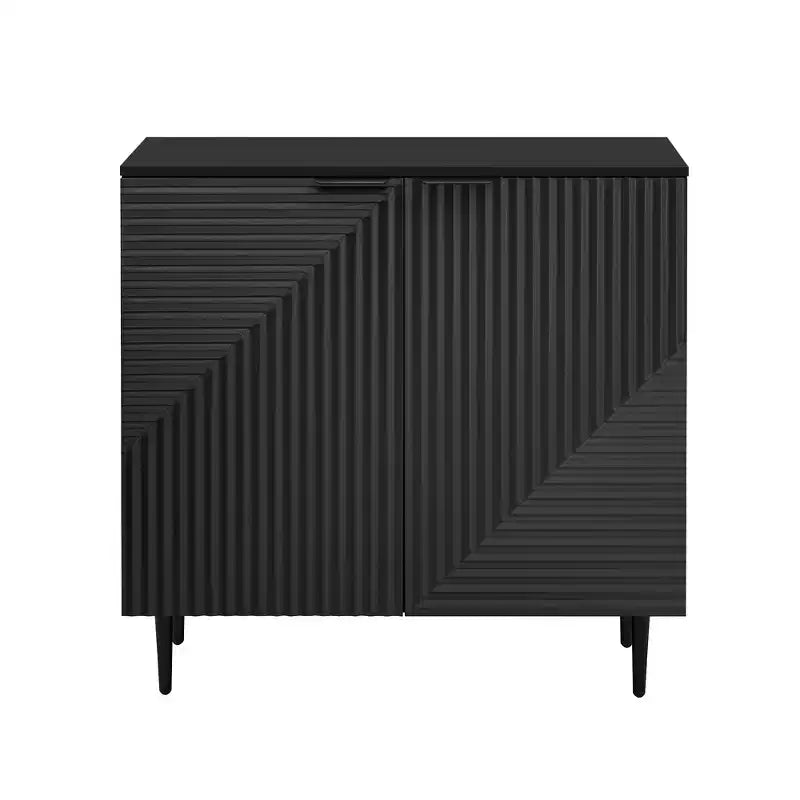 Ensemble de 2 buffets TV modernes minimalistes de 70 W avec portes géométriques et étagère réglable - ModernLuxe
