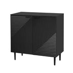 Ensemble de 2 buffets TV modernes minimalistes de 70 W avec portes géométriques et étagère réglable - ModernLuxe