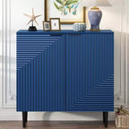 Ensemble de 2 buffets TV modernes minimalistes de 70 W avec portes géométriques et étagère réglable - ModernLuxe