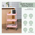 Chariot roulant à 3 niveaux JIONJOY, chariot de rangement mobile en métal de qualité supérieure avec roulettes verrouillables, organiseur ultime pour chaque pièce de la maison