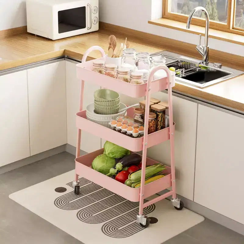 Chariot roulant à 3 niveaux JIONJOY, chariot de rangement mobile en métal de qualité supérieure avec roulettes verrouillables, organiseur ultime pour chaque pièce de la maison