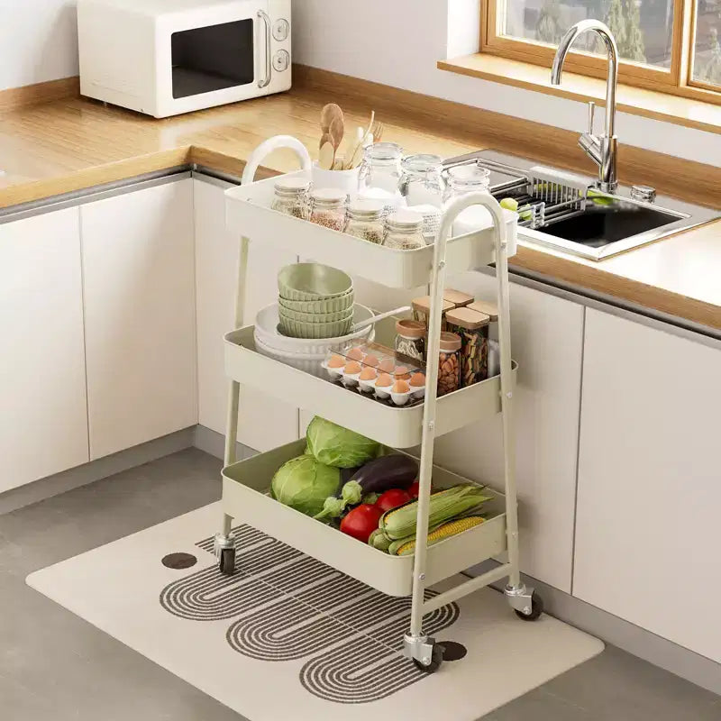 Chariot roulant à 3 niveaux JIONJOY, chariot de rangement mobile en métal de qualité supérieure avec roulettes verrouillables, organiseur ultime pour chaque pièce de la maison
