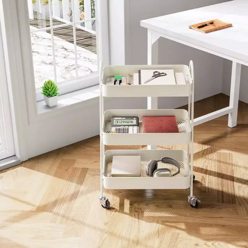 Chariot roulant à 3 niveaux JIONJOY, chariot de rangement mobile en métal de qualité supérieure avec roulettes verrouillables, organiseur ultime pour chaque pièce de la maison
