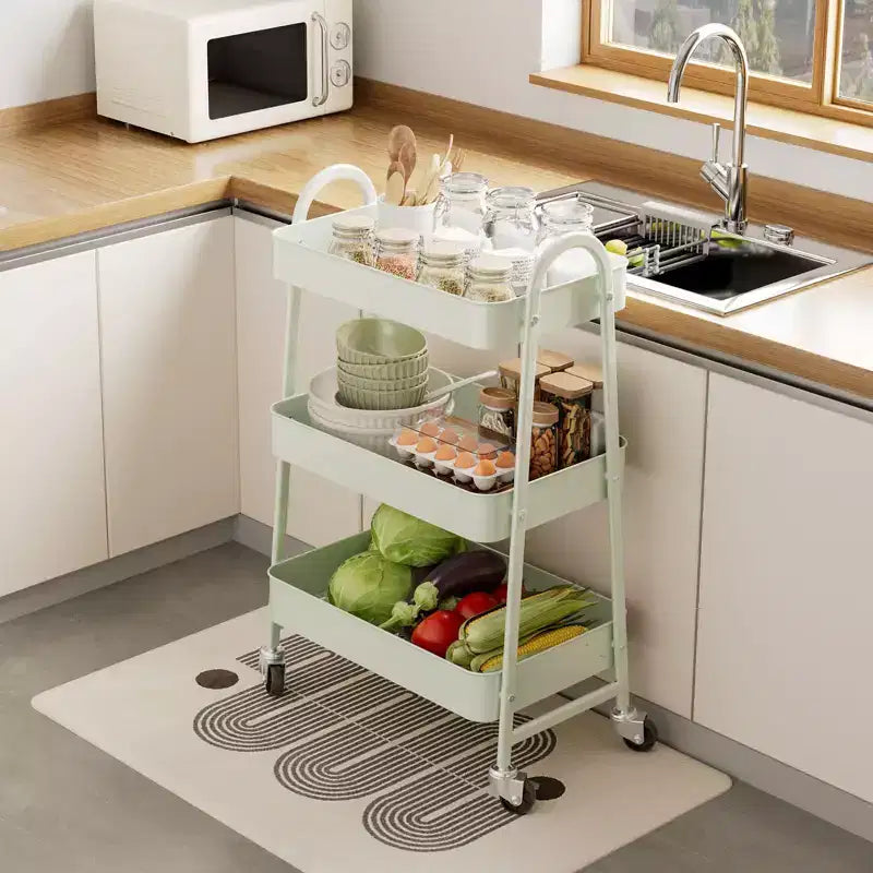 Chariot roulant à 3 niveaux JIONJOY, chariot de rangement mobile en métal de qualité supérieure avec roulettes verrouillables, organiseur ultime pour chaque pièce de la maison