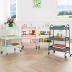Chariot roulant à 3 niveaux JIONJOY, chariot de rangement mobile en métal de qualité supérieure avec roulettes verrouillables, organiseur ultime pour chaque pièce de la maison