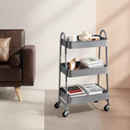 Chariot roulant à 3 niveaux JIONJOY, chariot de rangement mobile en métal de qualité supérieure avec roulettes verrouillables, organiseur ultime pour chaque pièce de la maison