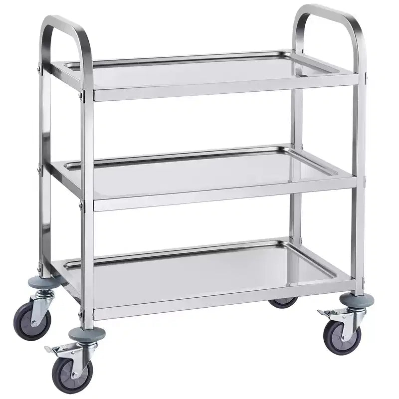 Chariot de service en acier inoxydable VEVOR, chariot utilitaire de laboratoire à 3 niveaux, capacité de charge de 180 kg