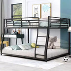 Twin XL over Queen/Full XL over Queen Size Bunk Bed, Metal Floor Bunk Bed, Black - ModernLuxe
