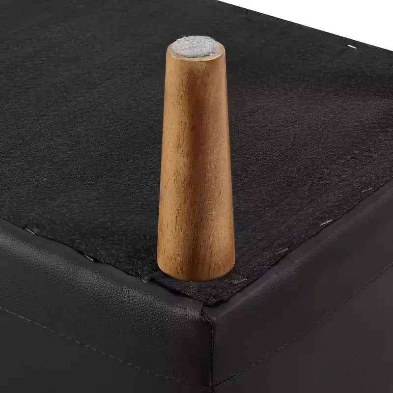 Banc de rangement VECELO moderne en similicuir souple, Ottoman 44 avec espace de rangement profond de 6,1 po pour le salon ou la chambre, facile à nettoyer, Noir