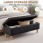 Banc de rangement VECELO moderne en similicuir souple, Ottoman 44 avec espace de rangement profond de 6,1 po pour le salon ou la chambre, facile à nettoyer, Noir