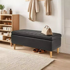 Banc de rangement VECELO moderne en similicuir souple, Ottoman 44 avec espace de rangement profond de 6,1 po pour le salon ou la chambre, facile à nettoyer, Noir